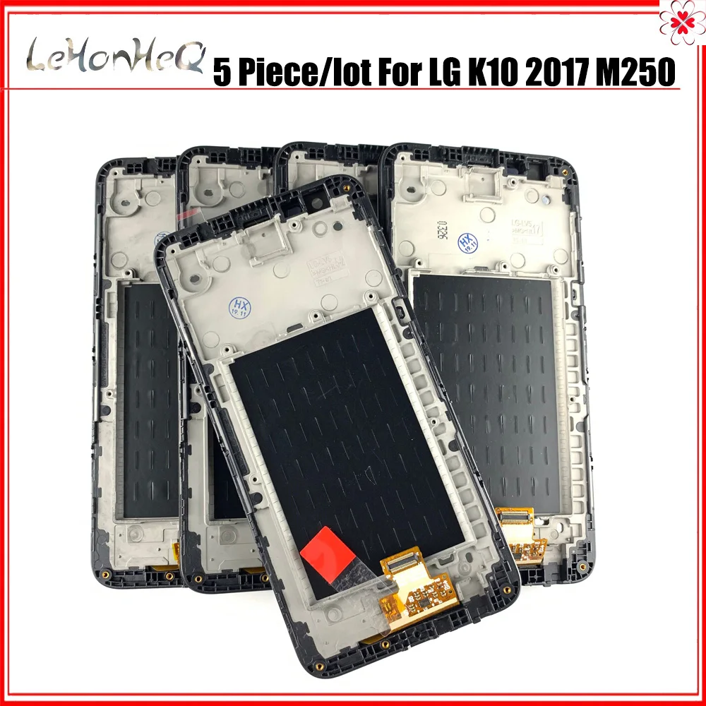 5 Gabalas/daug LCD LG K10 2017 M250 M250N M250E LCD Ekranas Jutiklinis Ekranas skaitmeninis keitiklis Asamblėjos LG K10 M250DS LCD su karkasu