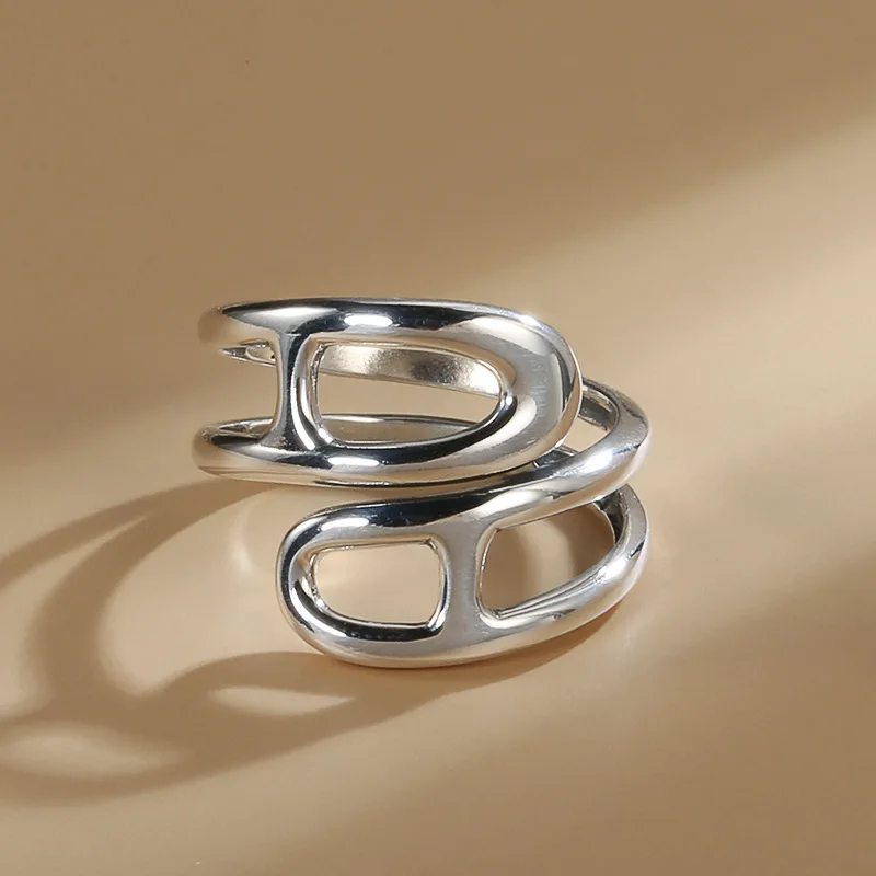 Korėjos S925 sterlingas sidabro žiedas ins, mada, retro sklandžiai kryžiaus atidaryti žiedas moterų sidabro žiedas