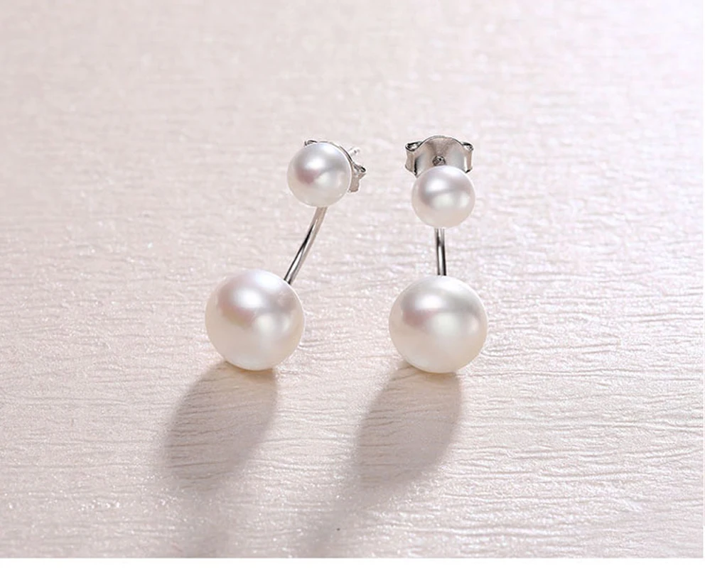 BaroqueOnly dvigubai perlų auskarai Papuošalai natūralių gėlavandenių perlų 925 Sterlingas Sidabro 2018 naują atvykimo moterims, dovanos