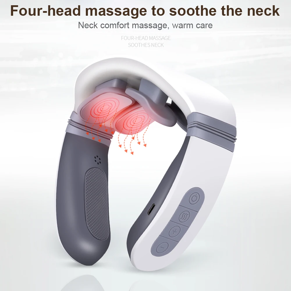 Elektros Kaklo Massager 3D 4 Vadovai USB Magnetinio Impulso Belaidžio Kaklo, gimdos Kaklelio Massager Įkrovimo 5 Masažo Rūšių Įrankių 12