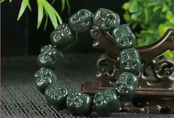 Gražus Kinija jade Kinijos gamtos dark green jade buddha karoliukų apyrankė