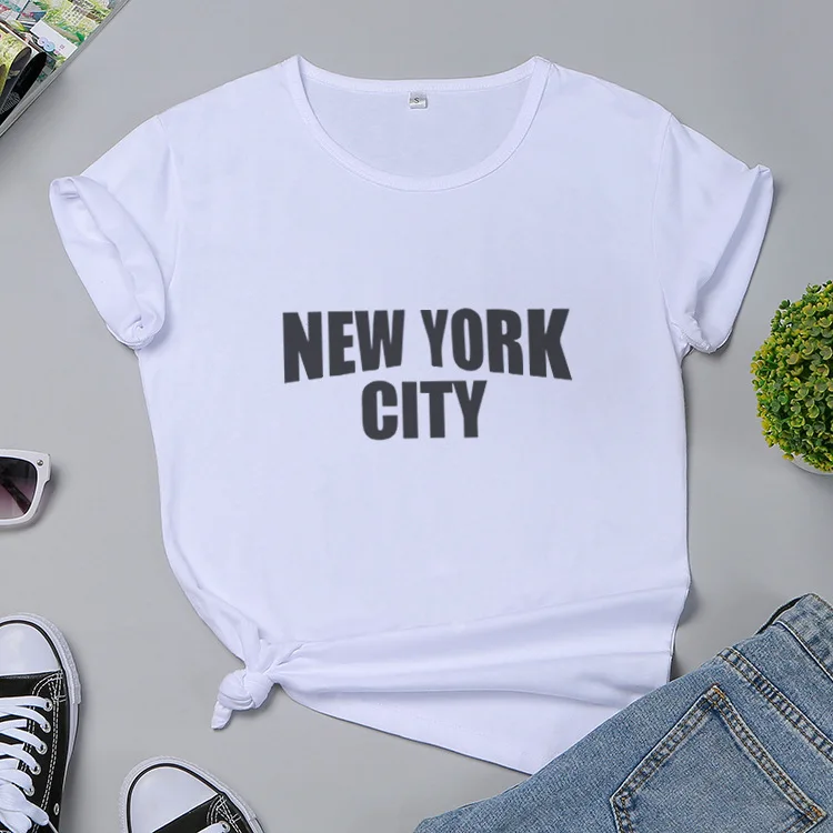 Niujorko Cityt Marškinėliai Šypsena Marškinėliai trumpomis Rankovėmis Marškinėliai Moterims marškinėlius Medvilnės Atsitiktinis Juokingi marškinėliai Dovana Lady Yong Mergina Viršuje Tee