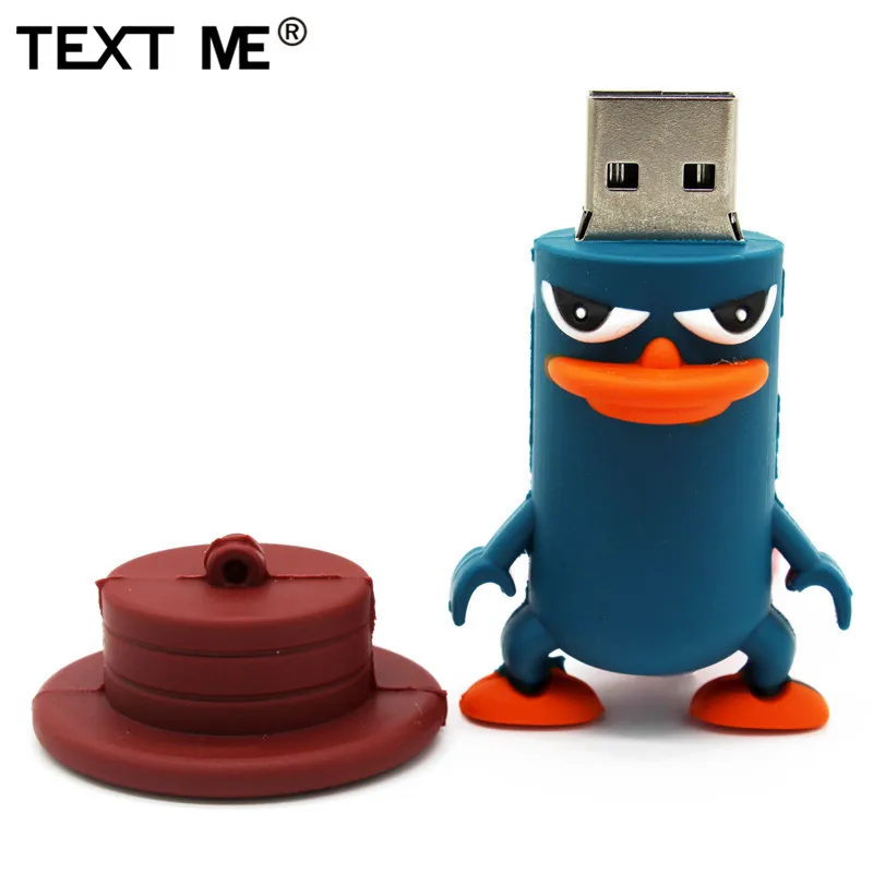 TEKSTAS MAN animacinių filmų usb2.0 4GB 8GB 16GB 32GB 64GB pen ratai Skrybėlę antis USB 