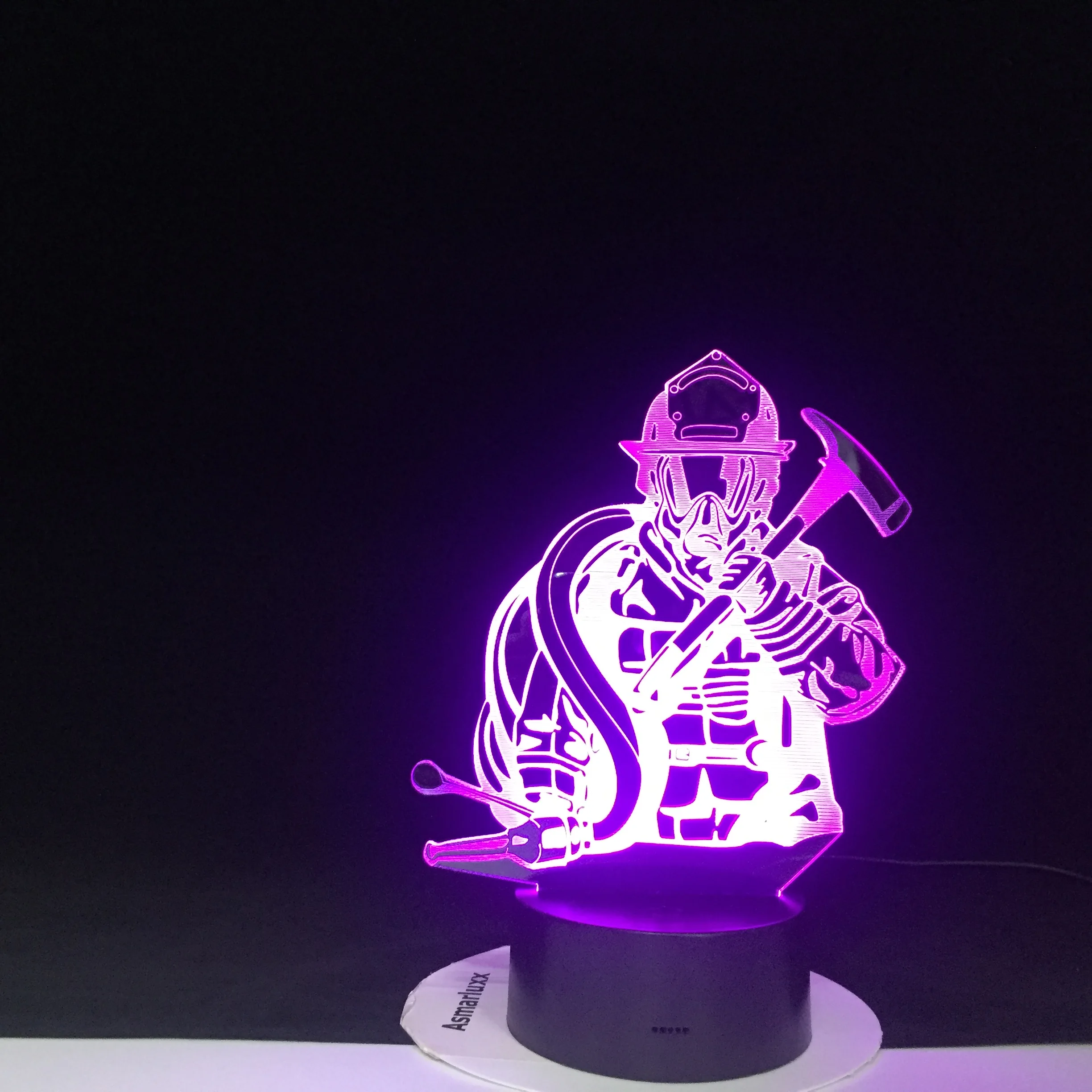 Gaisrininkas LED, 3D Modeliavimas USB Naktį Žibintai Kūrybos Ugniagesiai Stalo Lempa Namų Dekoro 7 Spalvos Keičiasi Miego Apšvietimo Vaikams Dovanos