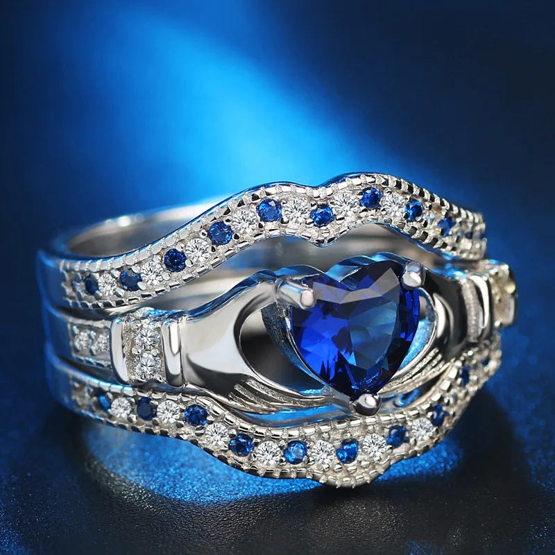 Naujausias Dizaino AAA 925 sterlingas sidabro žiedai moterims Kryžiaus Širdies Kristalų Claddagh Žiedai, Moterų Papuošalai Aneis Feminino Žiedas