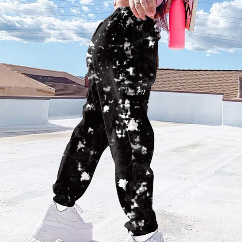 Kaklaraištis Moterų Sweatpants Elastinga Aukštos Juosmens Baggy Pants Hip-Hop Atsitiktinis Palaidų Pants Plius Dydis 3XL Rožinė Poilsiu Moterų Kelnės