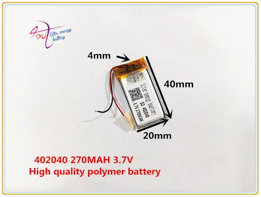 (nemokamas pristatymas)Polimerinė ličio baterija 3.7 V, 402040 270mAh galima pritaikyti didmenines CE, ROHS, FCC KAULŲ ir kokybės sertifikavimo