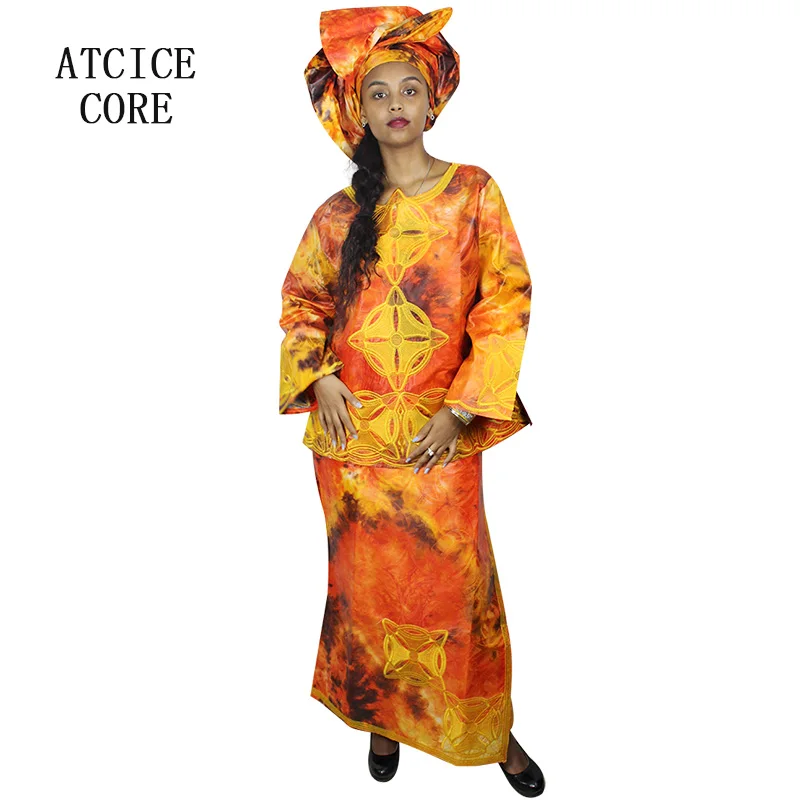 Afrikos suknelės moteris heidi bazin riche siuvinėjimo dizainą spausdinta medžiaga, viršus su wrapper tris vnt DP139#