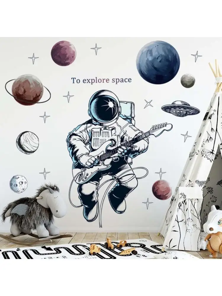 Kosmoso Planetos Kosmonautas Siena Lipdukas, Vaikų Kambario Berniukas Miegamojo Sienų Apdaila
