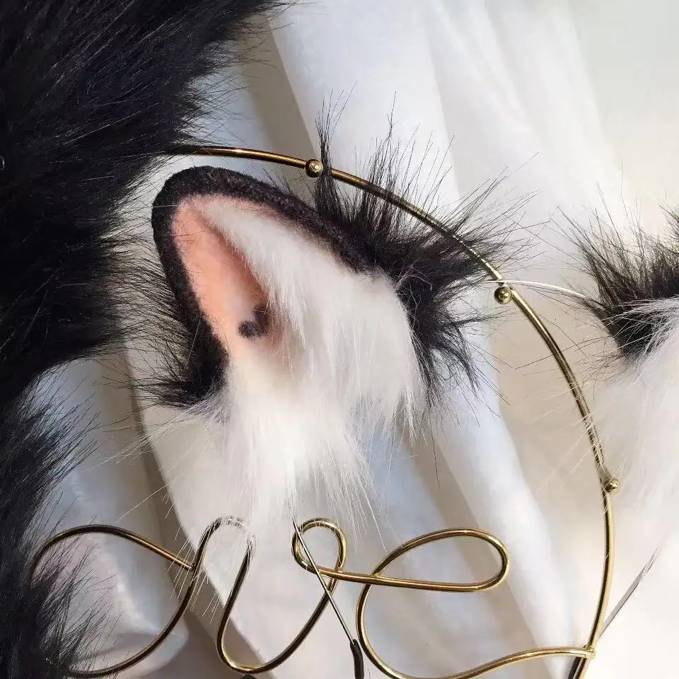 Nauja Juoda Katė Anime modeliavimas žvėris ausies žvėris uodega vilkas ausies kačių ausų fox ausų plaukų lankelis užsakymą COSPLA