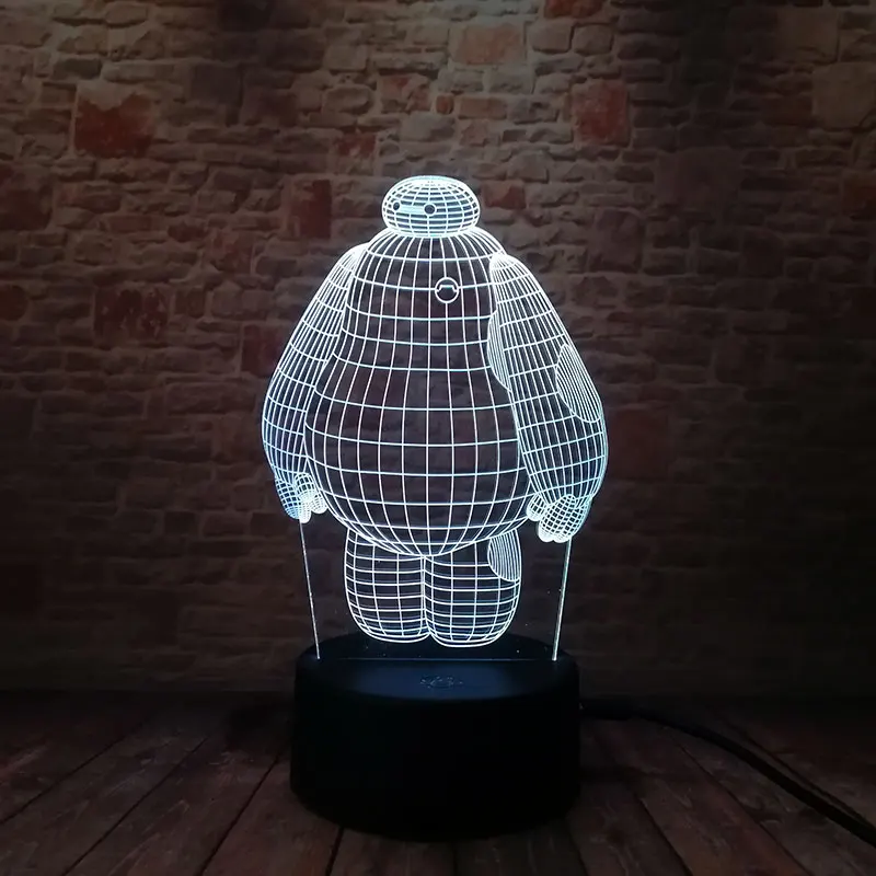 Šviesos Baymax Roboto Modelį, 3D Iliuzija LED naktinė lempa Šviesos Spalvinga Touch 