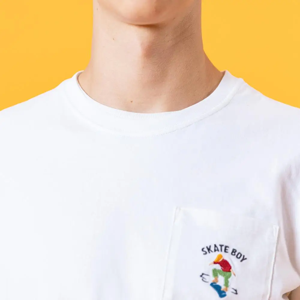 SIMWOOD 2020 metų Vasaros Naują krūtinės kišenės t-shirt vyrai mada išsiuvinėti plius dydžio marškinėlius medvilnė, plonas viršūnes SJ170556
