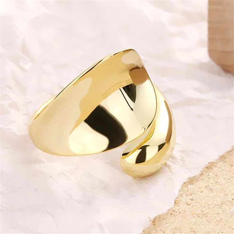 Korėjos Stiliaus Nemokamas Pristatymas 14K Aukso Sidabro Didelis, Platus Paviršiaus Pirštų Žiedai Blizgus Geometrinis bižuterija, Moterų Ponios