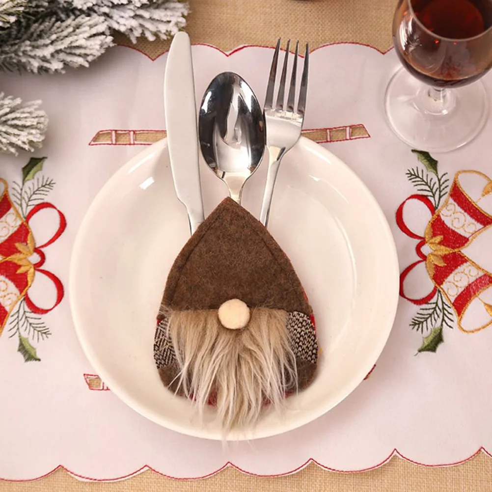 Kalėdų Santa Beveidis Gnome Stalo Įrankių Laikikliai Šakutės Maišelį Vakarienė Dekoro Nešiojamų Virtuvės Studentams, Namų Apyvokos Indai Krepšys