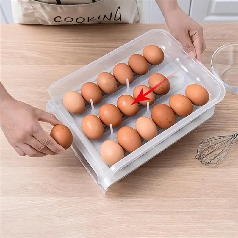 Didelės Talpos Kiaušinių Laikymo Dėžutė Vienu Sluoksniu Su Dangteliu Auto Roll Plastiko Skaidrus Kiaušinių Atveju, Šaldytuvas Kiaušinių Išsaugojimo Langą