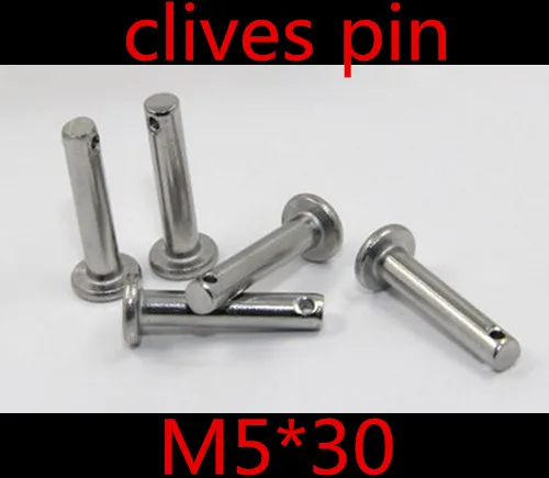 20pcs/daug M5*30 5mm M5 304 nerūdijančio plieno, Clevis Pin,Plokščia galva cilindrinis kaištis su skyle