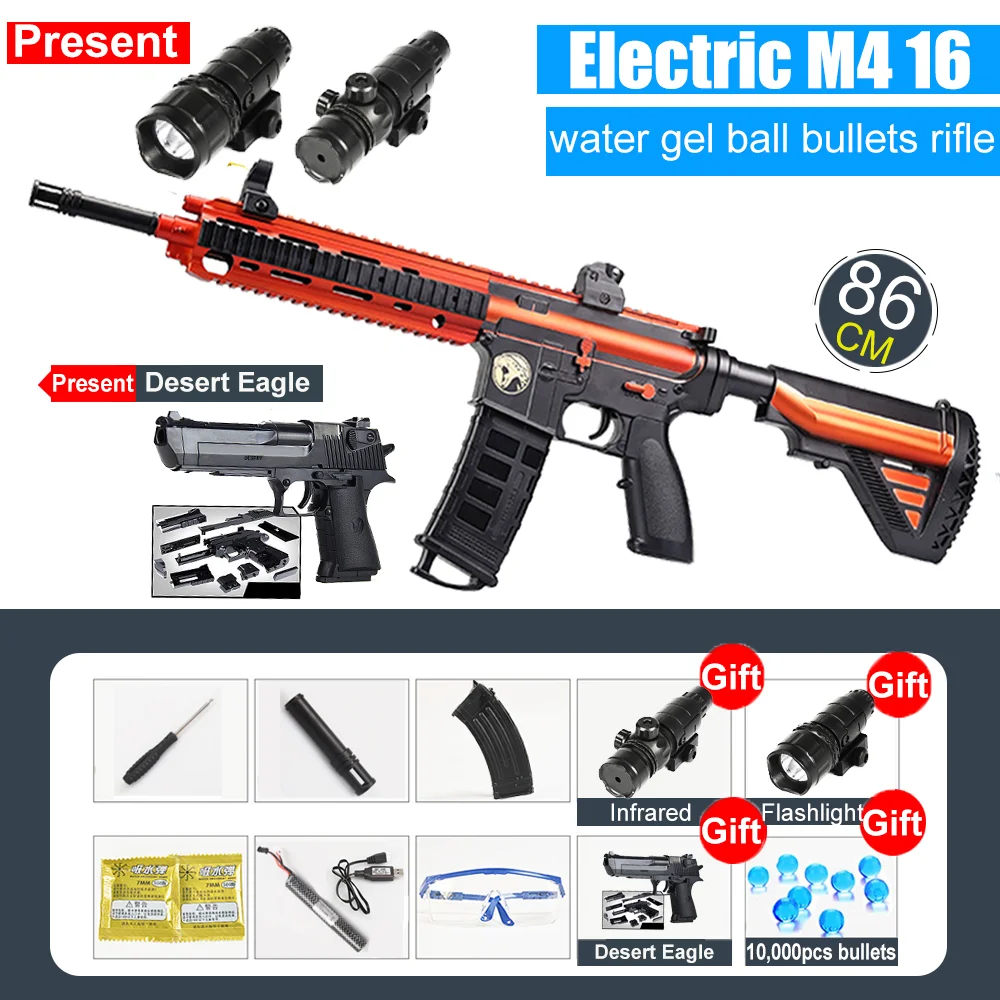 Plastikinis Šautuvas Vaikai Žaisliniai Šautuvai M4 16 AK Nuimamas Pusiau automatinė 7-8mm Vandens Gelio Rutulinių Kulkų Elektriniai Žaislai Suaugusių Berniukų