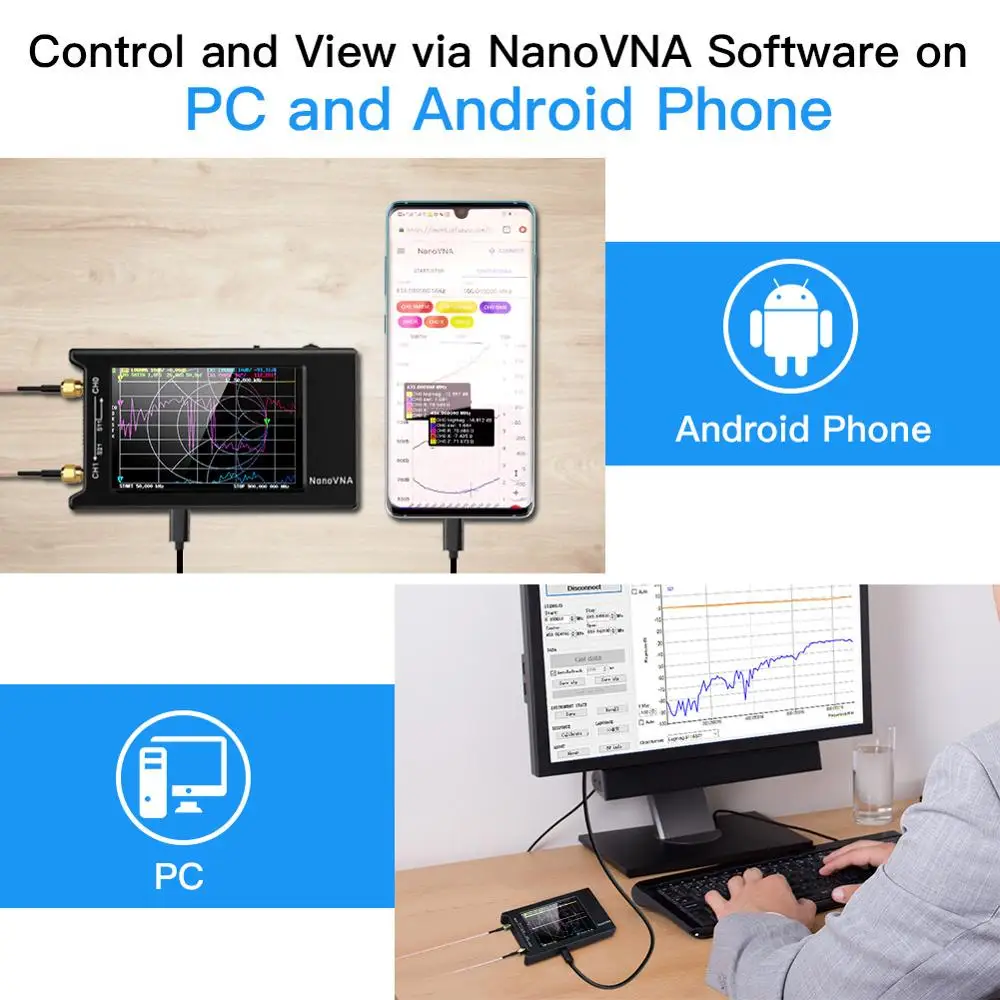 Naujas NanoVNA-H4 Analizatorius, 4 colių LCD 10KHz~1.5 GHz VNA HF VHF UHF UV Vektoriaus Tinklo Analizatorius Antena su 1950MAh Baterija