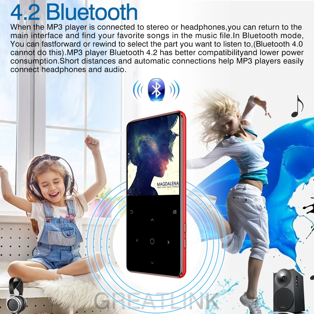MP4 Grotuvas Bluetooth 4.2 Garsiakalbis Ausinių E-book, FM Radijas Vaizdo MP4 HiFi Muzikos Grotuvas Slim MP 4 Walkman 8GB 16GB 32GB 40GB