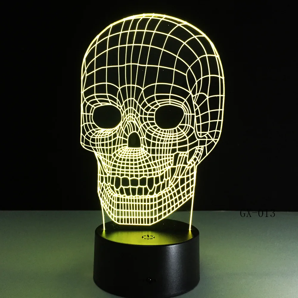 Naujas 3D Kaukolė Žibintas LED Naktį Žibintai su USB Laidu Patalpų Apšvietimas Kaip Kambario Dekoracija 7 Spalvų Gimtadienio Dekoro Dovana GX-013