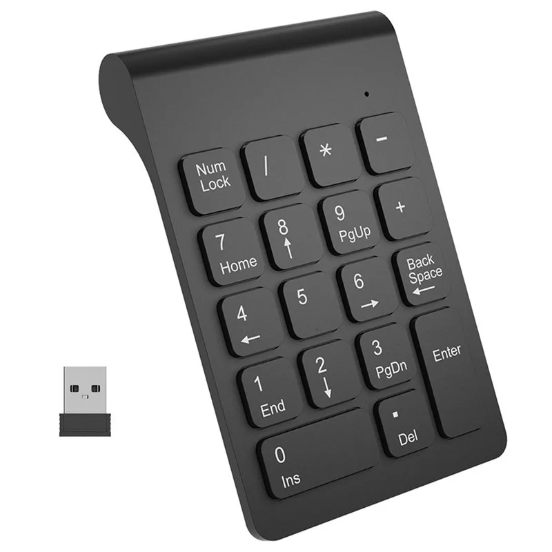 Belaidis 2.4 GHz 18 Klavišus Skaičių Mygtukai Skaičių Klaviatūros Klaviatūros Nešiojamas PC & Mac juoda