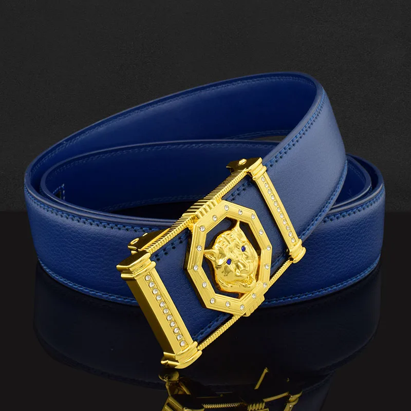 Mados Aukso Aukštos Kokybės diržas vyrams mėlyna prabangūs garsių prekės natūralios odos dizaineris ceinture homme Juosmens Diržas gyvūnų nuotraukos