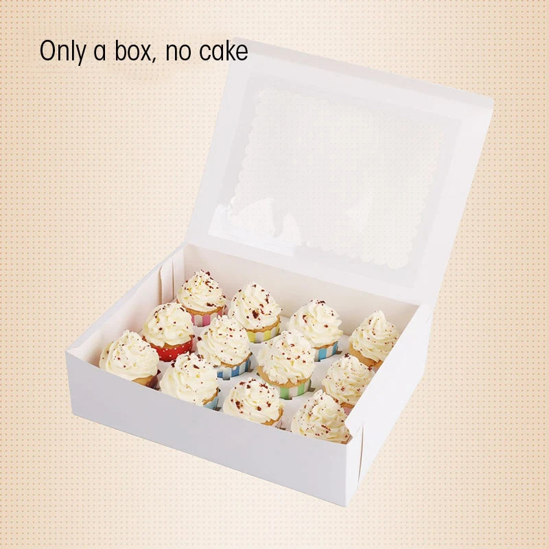 10vnt Cupcake Dėžutė su langeliu Kraft Popieriaus Dėžės Desertas Putėsiai 12 Langelyje Taurės Tortas Turėtojai, Balta