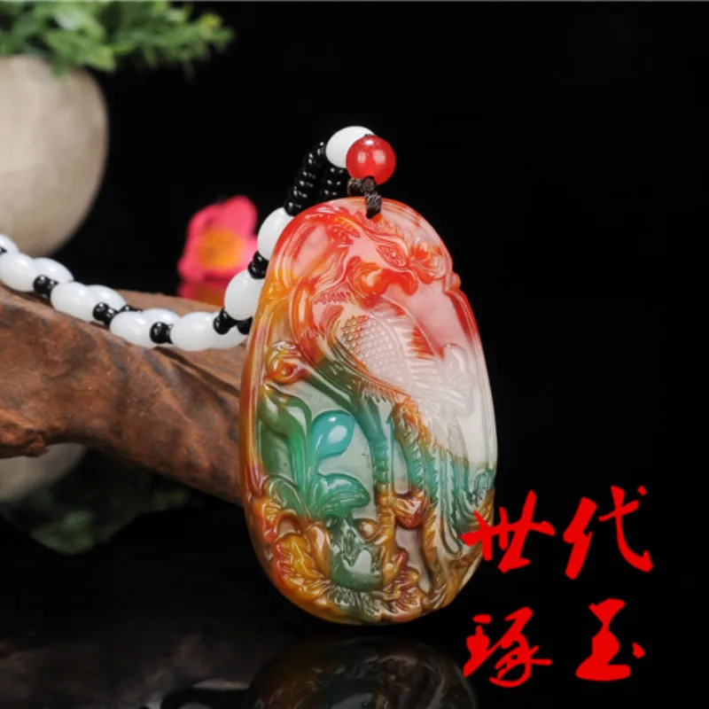 Natūralių Spalvų Hetian Jade Akmuo Phoenix Pakabukas Kinijos Žadeito Papuošalų Mados Žavesio Reiki Amuletas Ranka Raižyti Dovanos Moterims