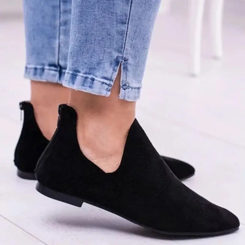 2019 naujas ponios batai moteriška tuščiaviduriai kvėpuojantis nurodė, butai didelio dydžio zapatos de mujer atsitiktinis užtrauktukas moterų mokasīni