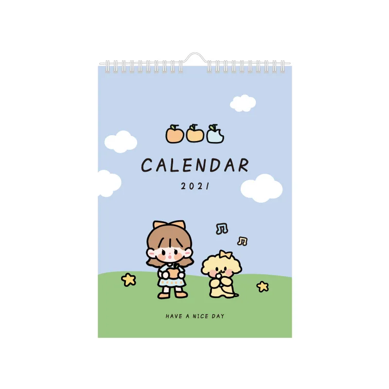 2021 Kawaii Cute Girl Šuo Sienos Ritė Kalendoriai su aplinkosaugos ¾enklelis Kūrybos Knygą, Kalendoriaus Dienos Tvarkaraštis Planner Darbotvarkės Organizatorius n797