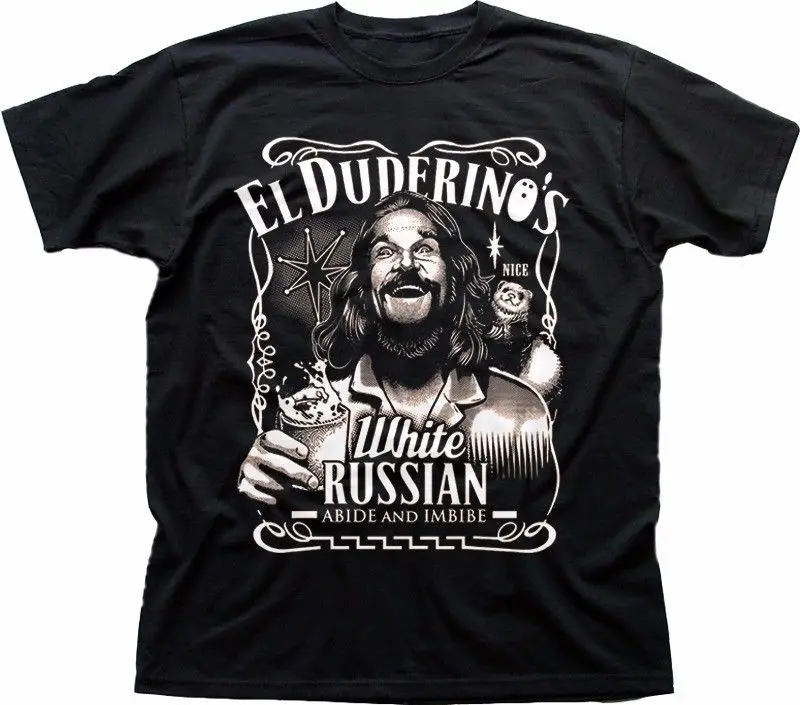 Dude Big Lebowski Laikytis Plakatas Jeff Bridges El Duderino Black T-Shirt 9277