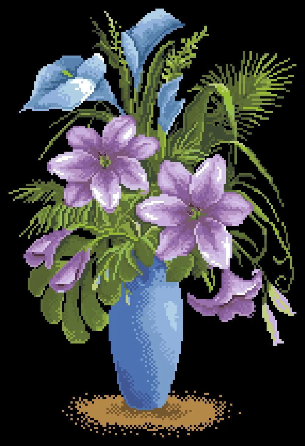 Lily pasakų kryželiu paketo gėlių vaza rinkiniai aida 18ct 14ct 11ct juoda medžiaga žmonės rinkinys siuvinėjimui 
