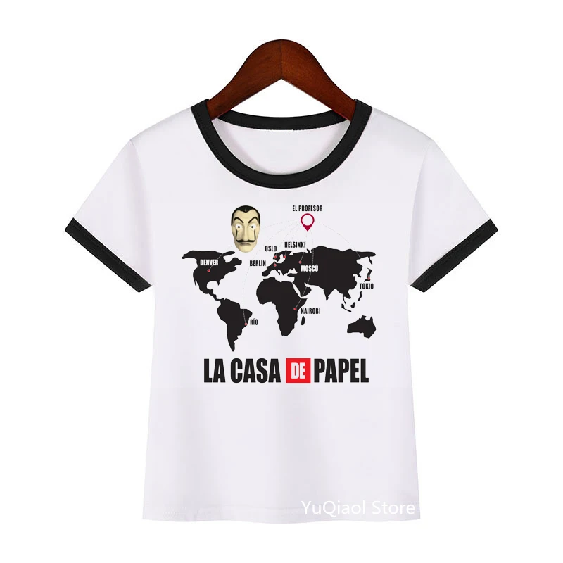 Juokinga La Casa De Papel Marškinėliai Vaikams Vasarą iš Viršaus Pinigus Heist Marškinėlius Bella Ciao Kawaii Namas Popieriaus Berniukų, mergaičių drabužiai, marškinėliai