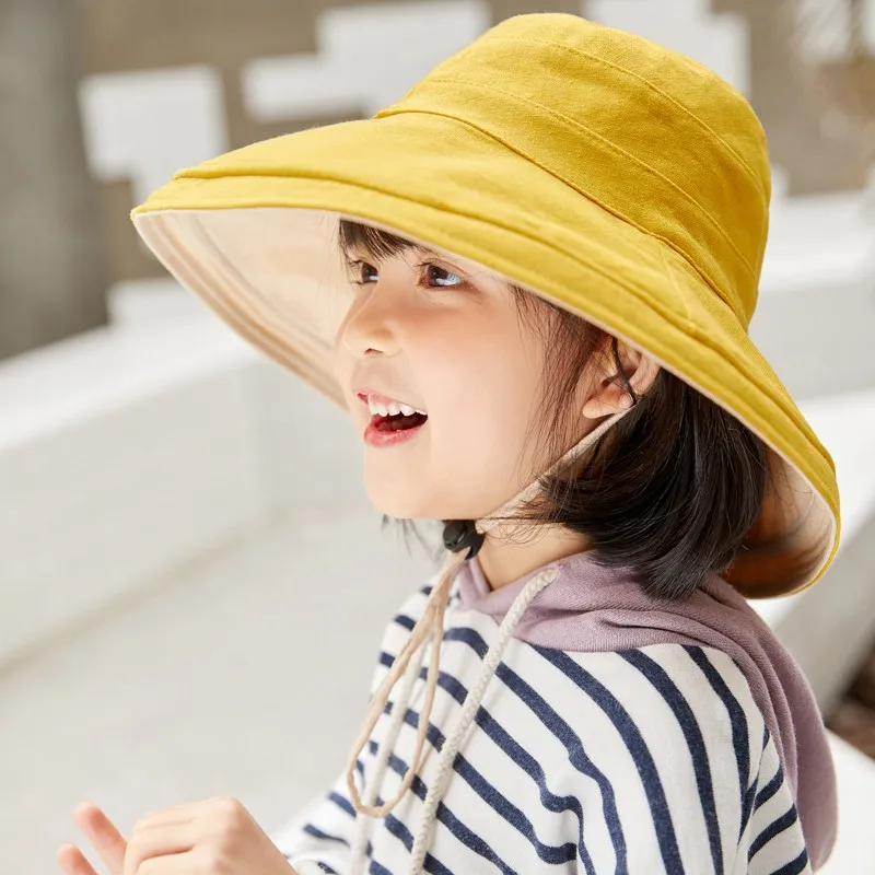 Mados Kūdikių Mergaičių Kibiro Kepurę vientisos Spalvos Žvejys Skrybėlės Vasaros dvipusis Skrybėlės