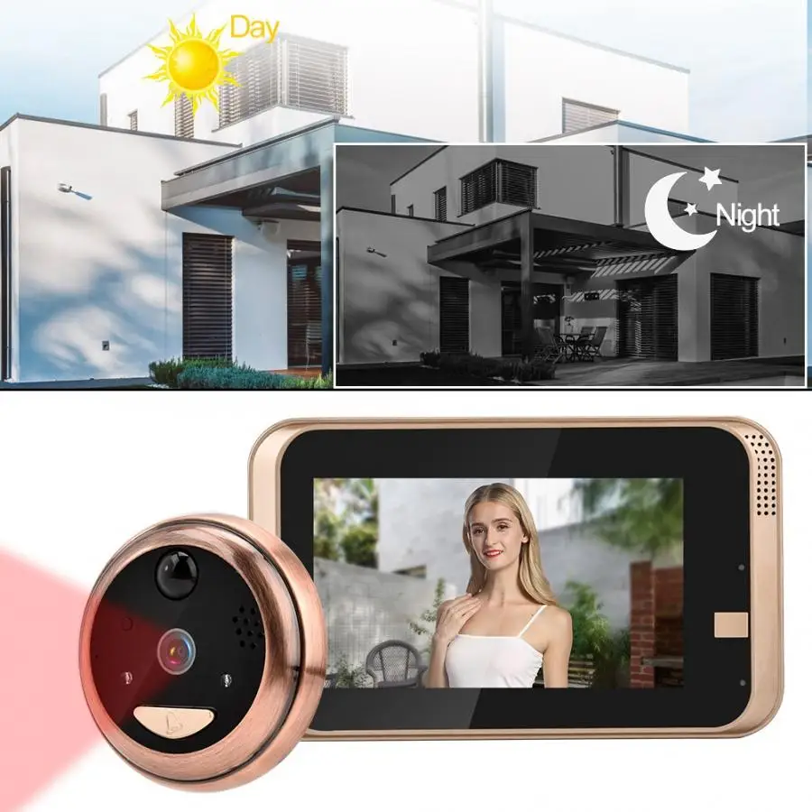 Akutė Kamera, Wifi 4.3 Colių Namų matoma Cat Eye Doorbell Smart Balsas Telefono Ryšio Vaizdo Anti-Theft Priežiūros Doorbell