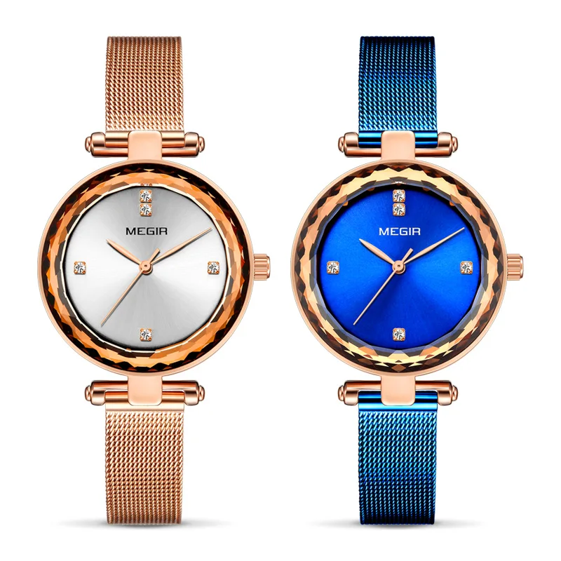 Reloj Mujer Top Brand MEGIR Moterų Laikrodžiai Rose Gold Relogio Feminino Prabangos Mėgėjams Apyrankę Žiūrėti Moterų Laikrodis Zegarek Damski