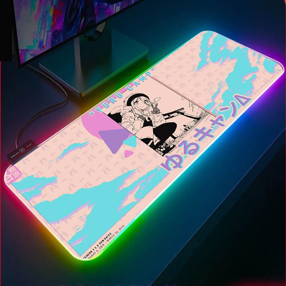 XGZ Anime Yuru Stovykla Kalendorius Pelės Mygtukai RGB Cute Girl Pelės Mygtukai XXL Nešiojamas Office PC Žaidimų Priedai LED Gaming Mouse Pad Mat