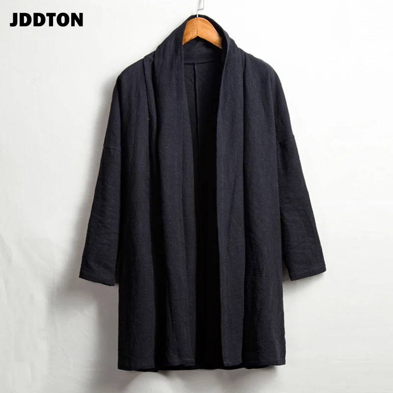 JDDTON Mens Kimono Mados Striukės Kietieji Ilgai Dalyje Skalbiniai, Viršutiniai drabužiai, Paltai Prarasti Atsitiktinis Vyras ilgomis Rankovėmis Retro Paltas JE132