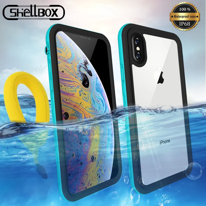 Shellbox Vandeniui Povandeninis Telefono dėklas Skirtas iPhone 11 Pro Max XR XS Max 6S 8 7 Plus atsparus smūgiams Minkštos TPU Silikono Aišku, Padengti