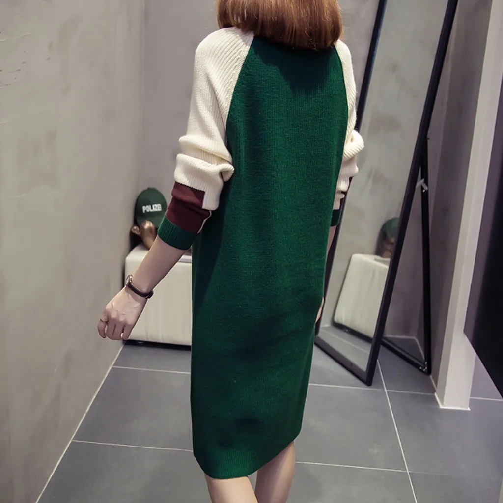 2019 Moteris Rudens-Žiemos Dress Mados Korėjos Purus Megzti Suknelė Ilgomis Rankovėmis Megztinis Sukneles Japonijos Korėjiečių Stiliaus Suknelė