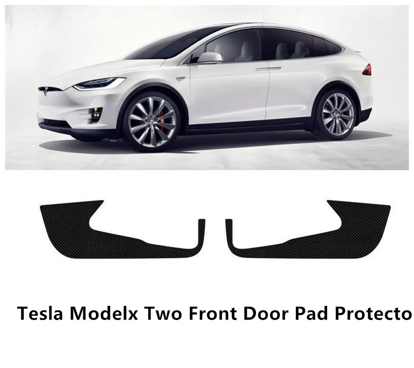 Anglies Pluošto dangtelis Lipdukas Anti-Kick Trinkelėmis Raštas Kilimėlis Tesla Model X 2vnt