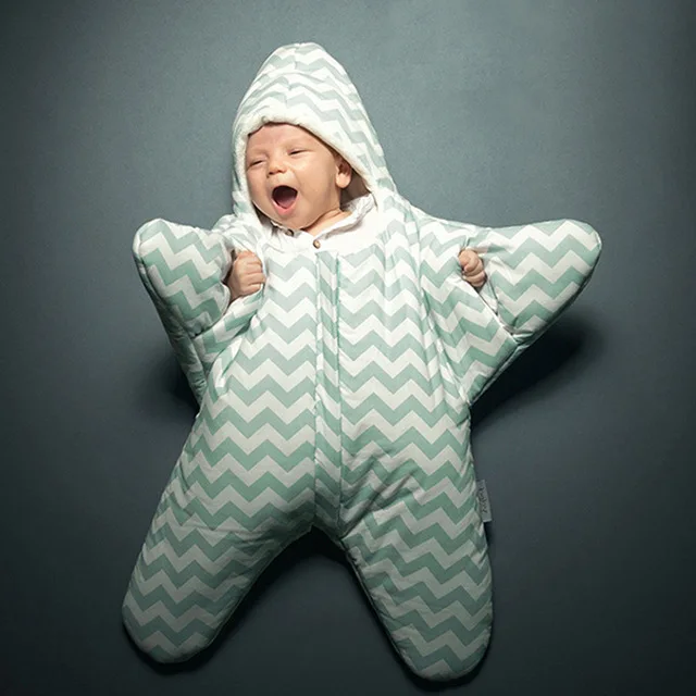 Naujas Atvykimo Mielas Star Žiemos Storio Naujagimių Sea Star Baby Paded Žvaigždė miegmaišį su Bžūp Sleepsacks Vilnos Vežimėlis Fleabag