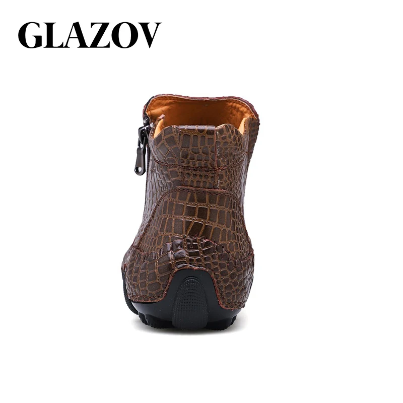 GLAZOV 2019 Naujas Rudens-Žiemos Vyrų Mados Batai Vintage Stiliaus Atsitiktinis Vyrų Batai Aukštos Cut-Lace-Up Vyrų Šiltas Batai Plius Dydis-38-47