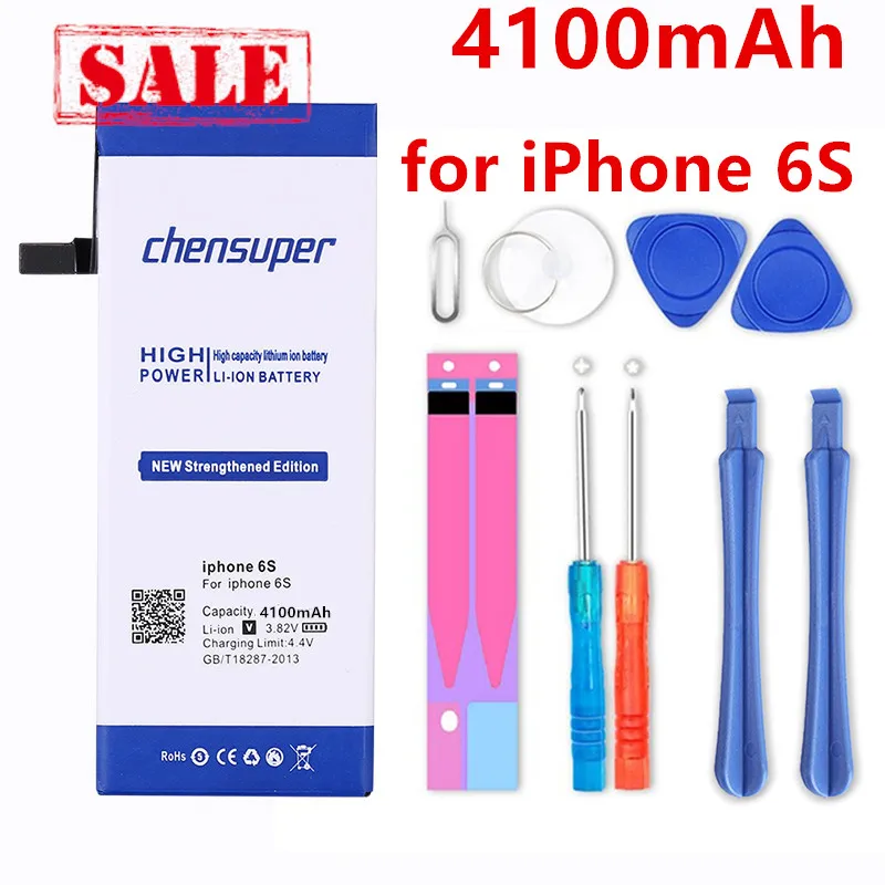 Chensuper 4100mAh Baterija Apple iPhone 6S iphone 6S akumuliatorių Nemokamai Įrankiai