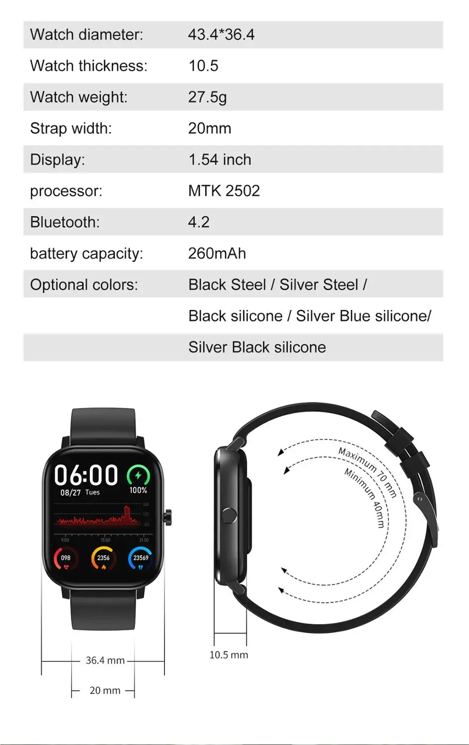 P8 DT36 DT35 Smart Watch 