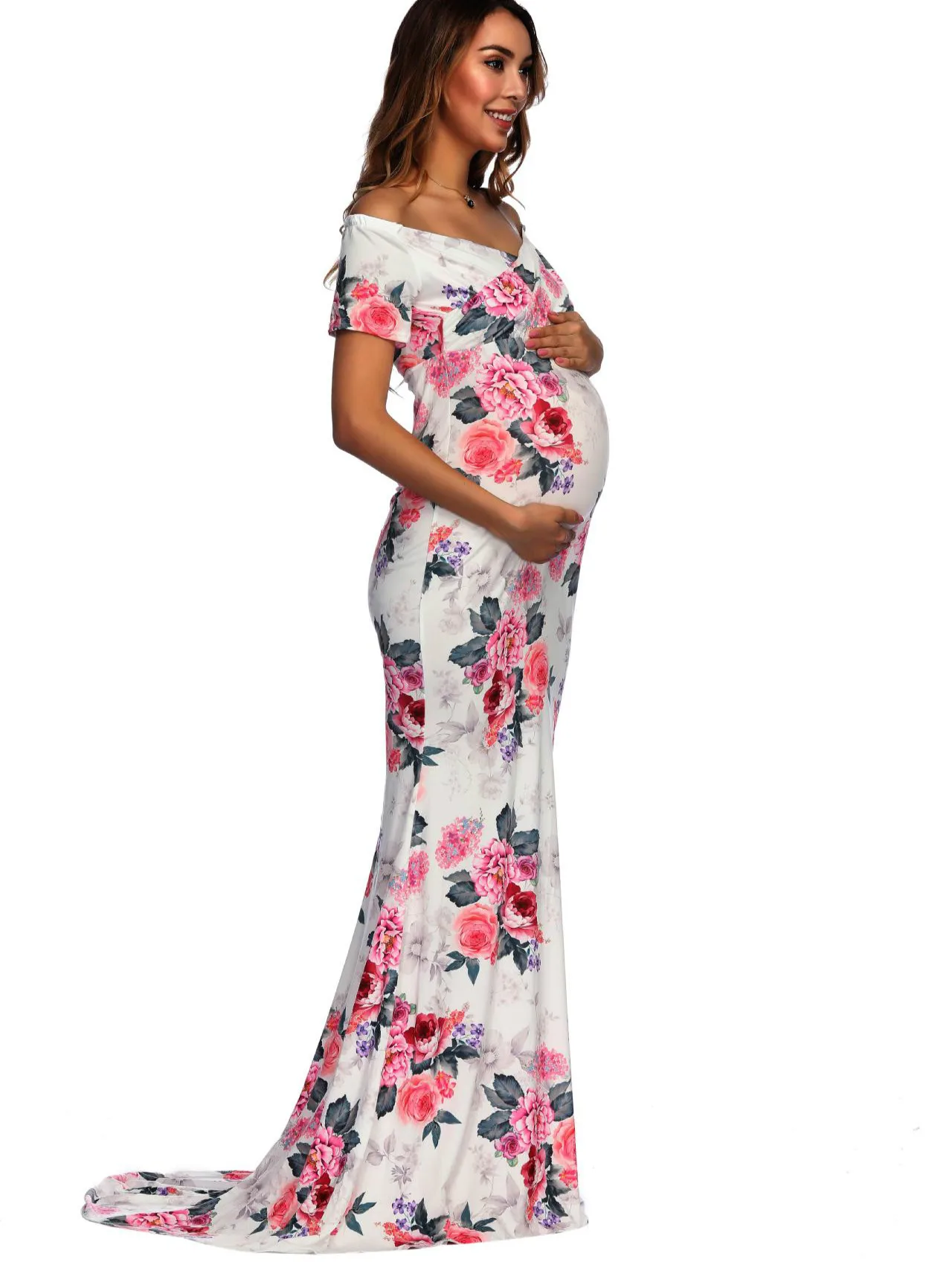 Moterims Nėštumo Fotografija Rekvizitai Moteris Maxi Suknelė Slaugos Motinystės Drabužių Gėlių Ilgai Ilgis Drabužiai Nėščioms