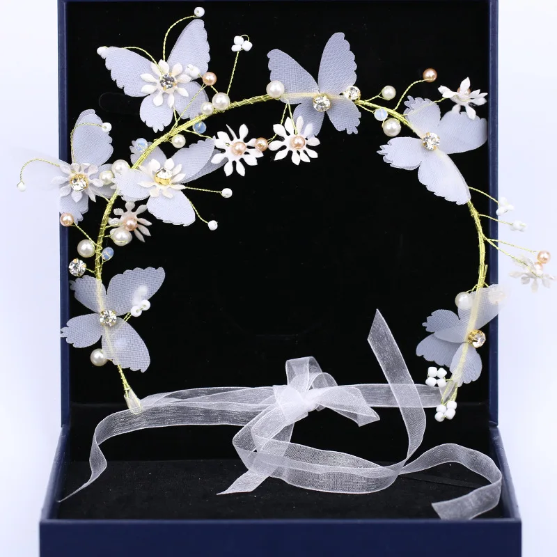 Naujų gėlių drugelis plaukų aksesuarų, vestuvių, vestuviniai aksesuarai, šukuosena vainikas