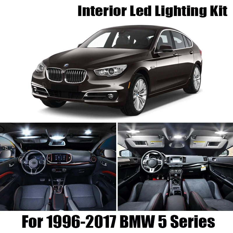 Už 1996-2017 BMW 5 Serija E39 E60 E61 F10, F11, M5 FULL LED Salono Apšvietimas komplektas, Baltos spalvos automobilių reikmenys Canbus Klaidų