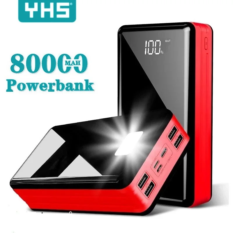 80000mAh Galia Bankas Didelės Talpos LCD PowerBank Išorės Baterija USB Nešiojamas Mobiliojo Telefono Įkroviklis Samsung 