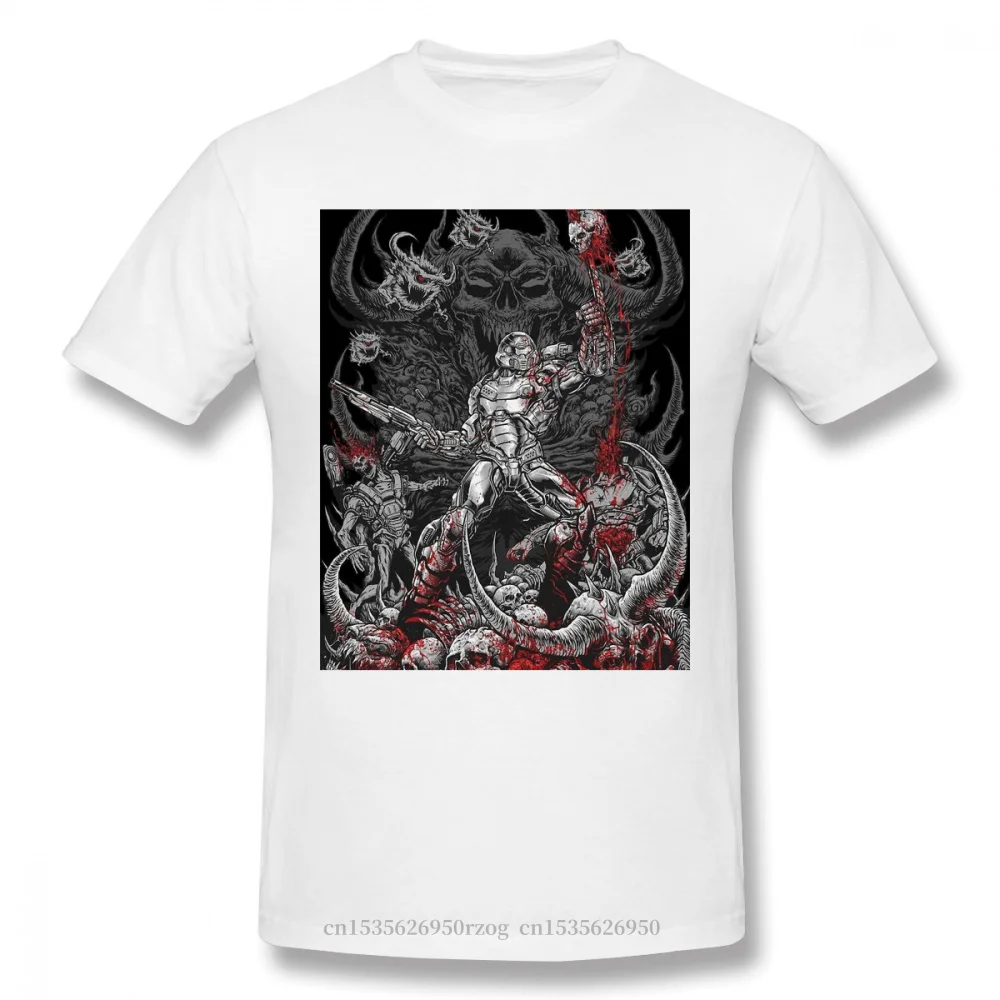 Doom Slayer Homme T-Shirt PRAGARĄ MERGINA Enma Ai Anime Serijos Tees Grynos Medvilnės Negabaritinių Trumpas Rankovės